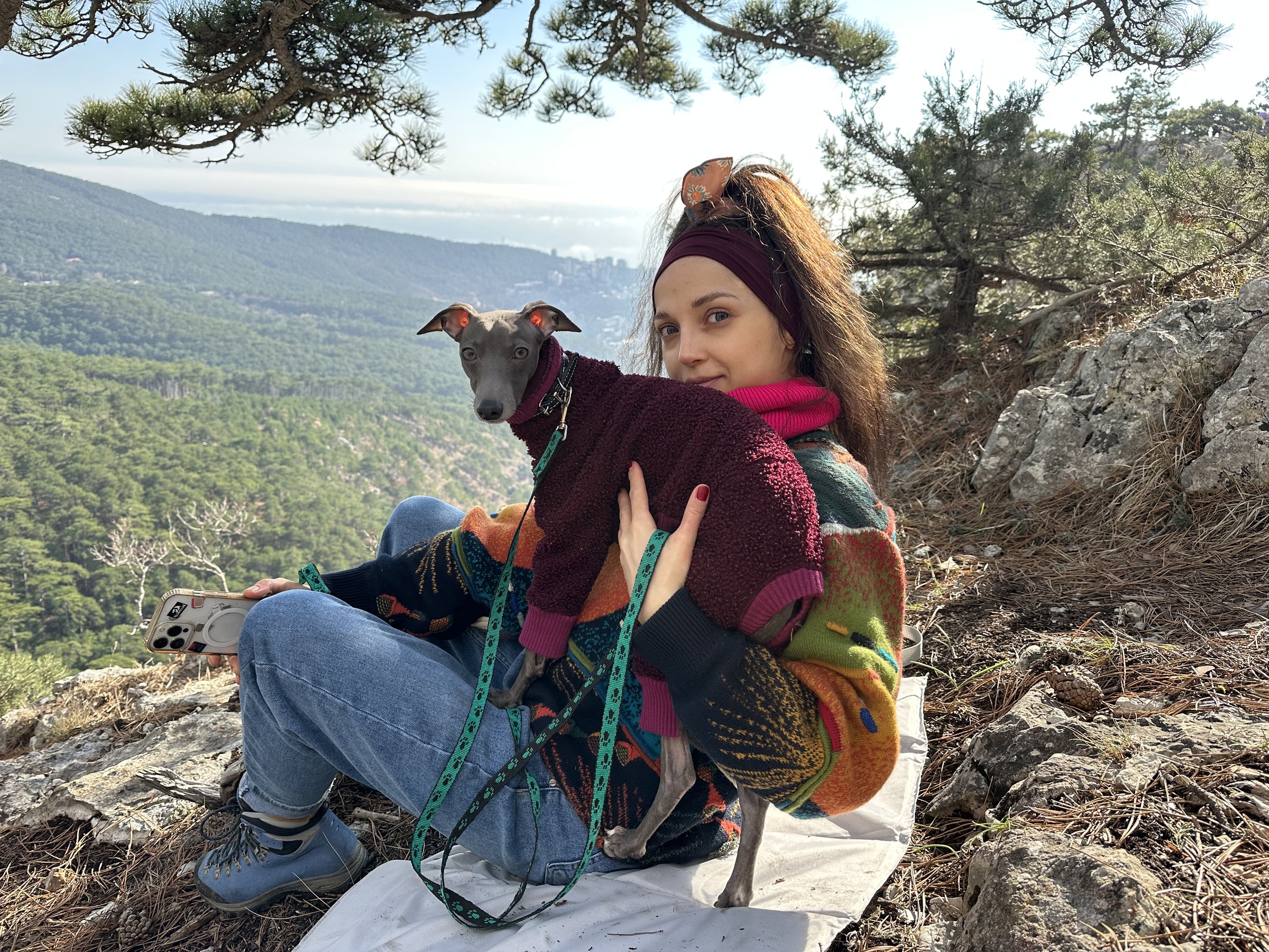 Daimon with Ksusha in the mountains near Yalta